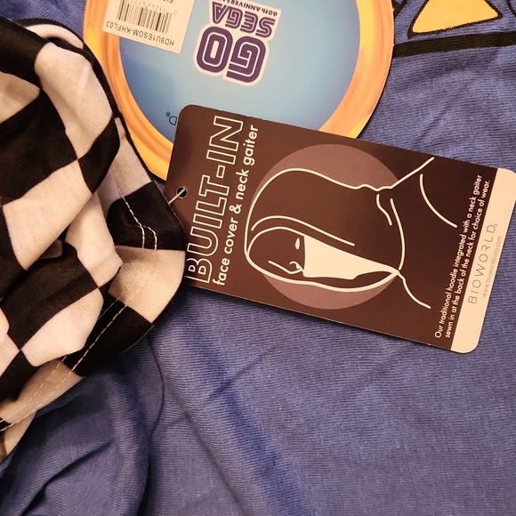 SONIC -T-SHIRT HOODIE YOUTH XL- w/BUILT in FACE COVER/GAITER - New - Picture 5 of 6